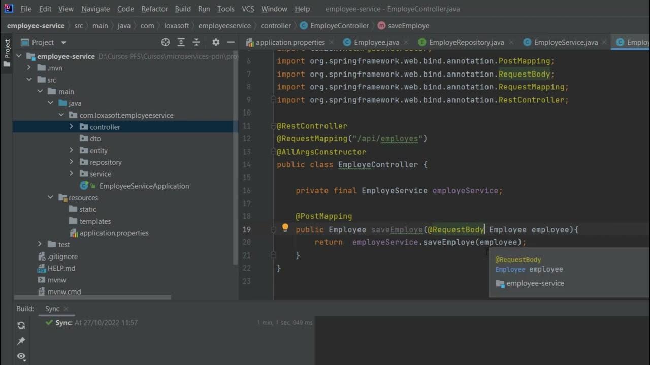 Crear el repository, service y controller para employe -Microservicios ...