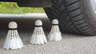 Crushing Crunchy & Soft Things by Car! EXPERIMENT Car vs BADMINTON BALL