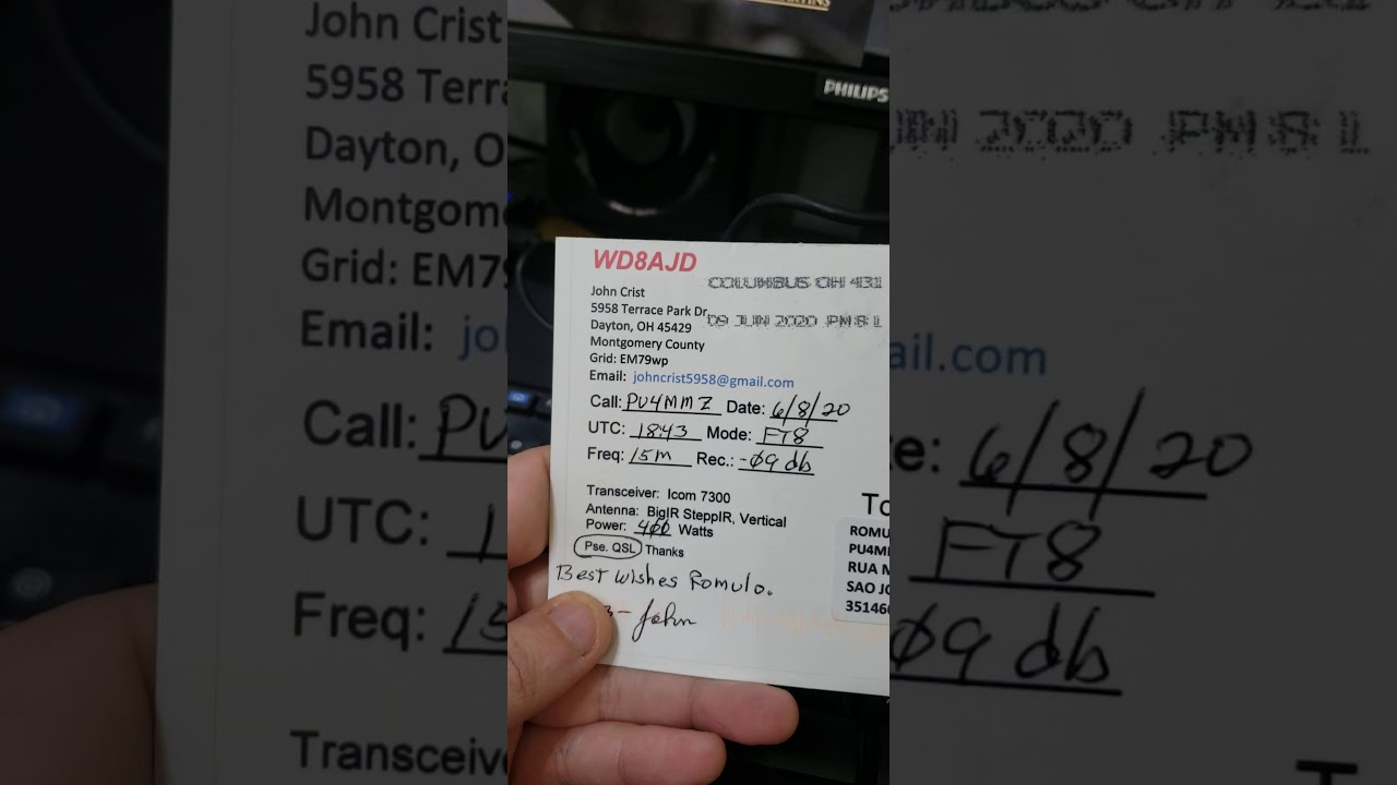 Cartão QSL - WD8AJD   PU4MMZ