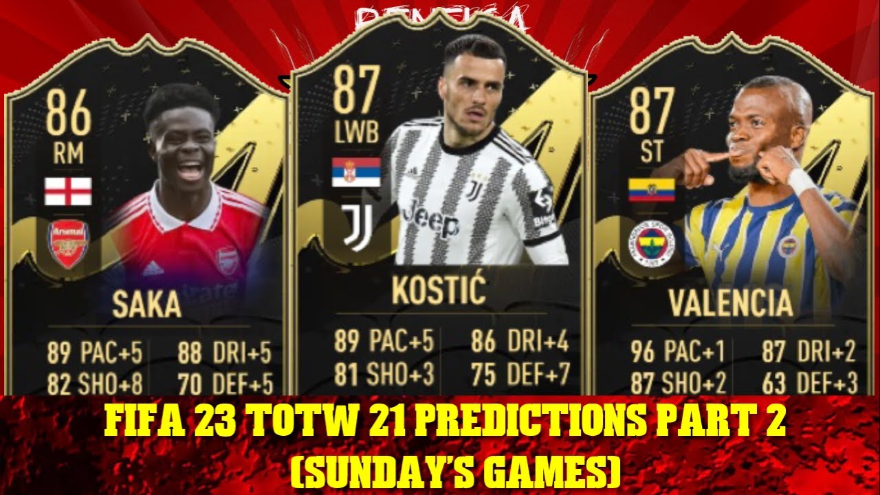FIFA 23 TOTW 21 PREDICTIONS PART 2 FT. 🇪🇨 VALENCIA, 🏴󠁧󠁢󠁥󠁮󠁧󠁿 SAKA AND 🇷🇸 KOSTIC