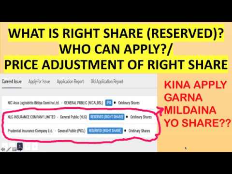 WHAT IS RIGHT SHARE (RESERVED)?// WHO CAN APPLY?// PRICE ADJUSTMENT OF RIGHT SHARE//IN NEPALI/2020