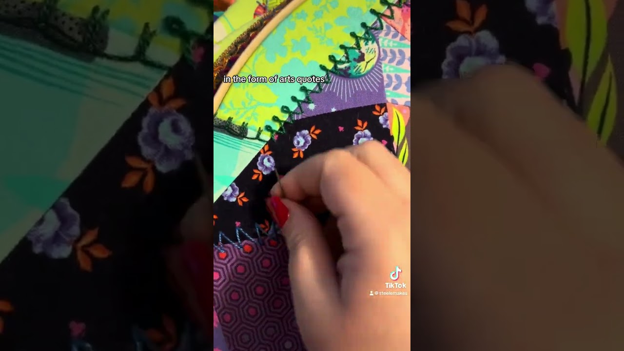 Embroidery stitches on a crazy quilt