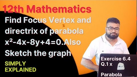 Exercise 6.4 |Q.1 x |Find Focus ,Vertex and directrix of parabola|Also Sketch the graph | Parabola |