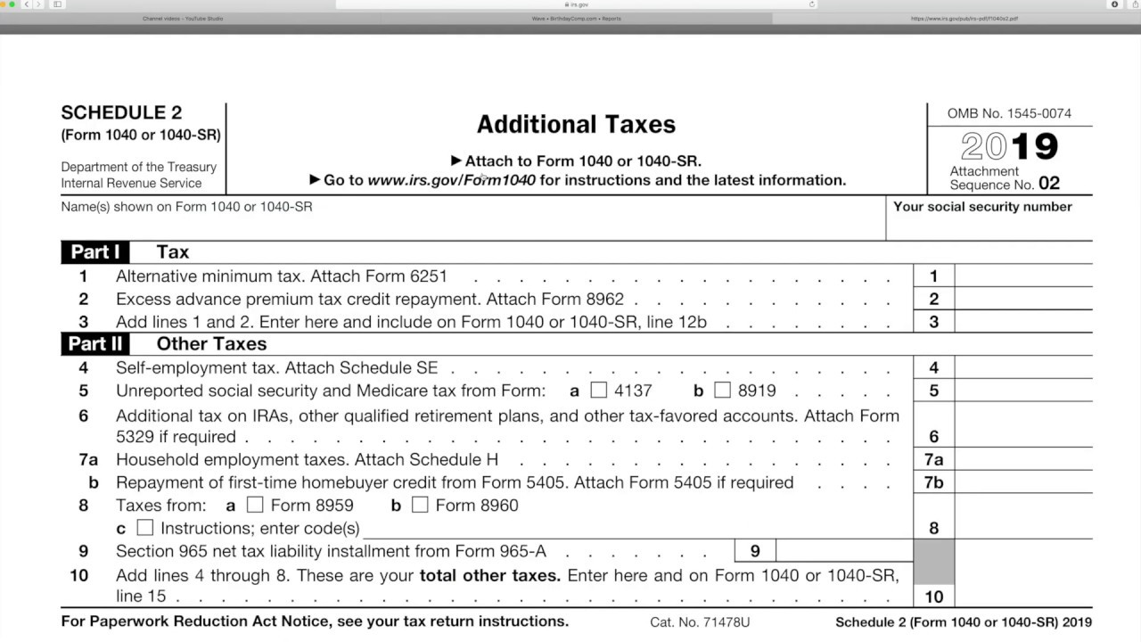 How to find 1040 schedule 2 Additional Income Premium Tax credit for Obama Care adjustments on