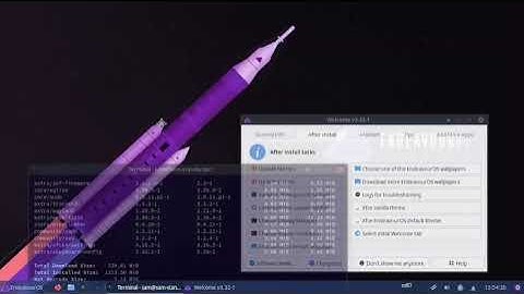 EndeavourOS Artemis XFCE Desktop Review and update system using termimal.