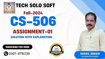 CS506 Assignment 1 Solution Fall 2024 || CS506 Assignment No 1 Solution Fall 2024 by Sohail