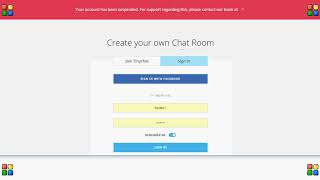 tinychat account has been suspended or is it lol