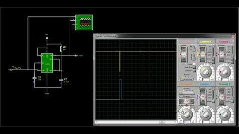 Simulation of 555 timer as monostable multivibrator in proteus
