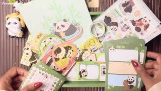 ASMR Panda Journaling Kit Unboxing | Cute Stationery Haul & Scrapbooking Supplies | Auroraa Diaries