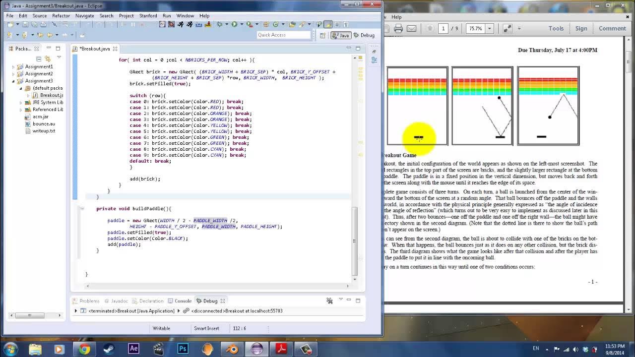 CS106A Assignment 3 - BreakOut Part 2 - YouTube