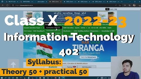 Syllabus Class 10th Information technology 402 CBSE NCERT 2022-2023