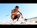 NO FOOD AND ONLY A HAND SPEAR CHALLENGE My Biggest Beach Clean Up Ever - Ep 156