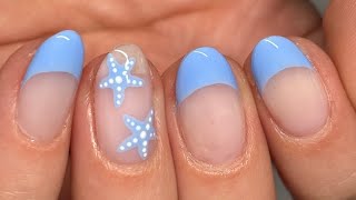 Ocean Inspired French Tip With Starfish Accent Nail Art Tutorial 🌊✨💅🏻