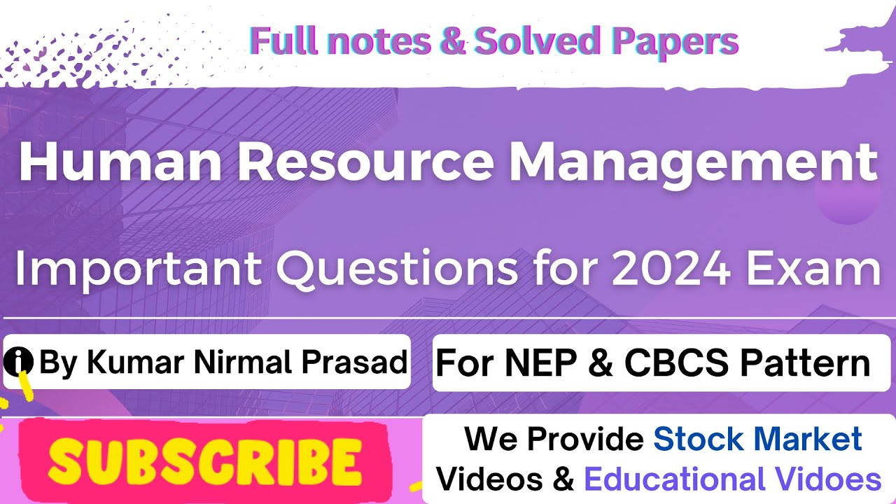 Human Resource Management (HRM) Important Questions | BCom 3rd Semester ...