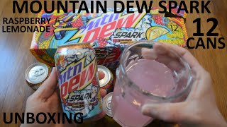 Unboxing Mountain Dew Spark Raspberry Lemonade 12 Can Box