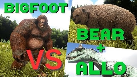 Gigantopithecus vs Direbear and Allosaurus || ARK: Survival Evolved