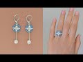 DIY Classic White Pearl and Crystal Bicone Beaded Earrings &amp; Beaded Ring. How to Make Beaded Jewelry