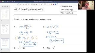 Math #3c Equations Part 3 Solutions