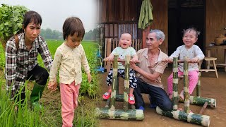 Single mother: Picking vegetables to sell - Gardening - Grandfather makes toys for grandchildren.