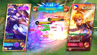 GOD OF FIRE🔥 FANNY LIGHTBORN VS GOD OF BAMBOO FOREST FANNY SKYLARK ♥ AGGRESSIVE MANIAC GAMEPLAY !!