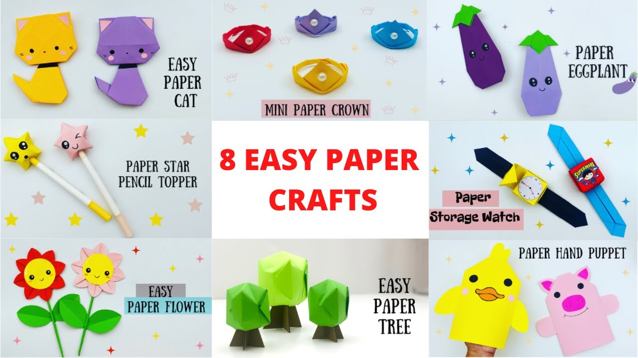 8 EASY PAPER CRAFT IDEAS FOR KIDS / PAPER CRAFTS / MOVING PAPER