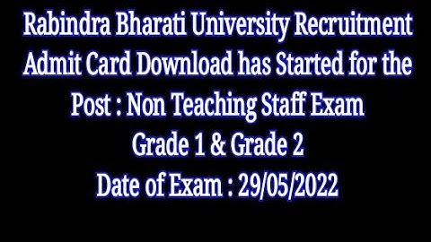 RBU Recruitment Admit Card 2022/RBU Grade 1 & Grade 2 Exam Admit 2022/How to Download RBU Exam Admit