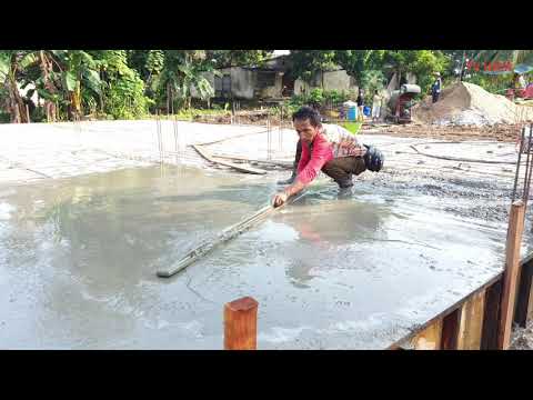 Cara Bina Rumah Banglo # part 37.  cara meratakan konkrit di permukaan lantai
