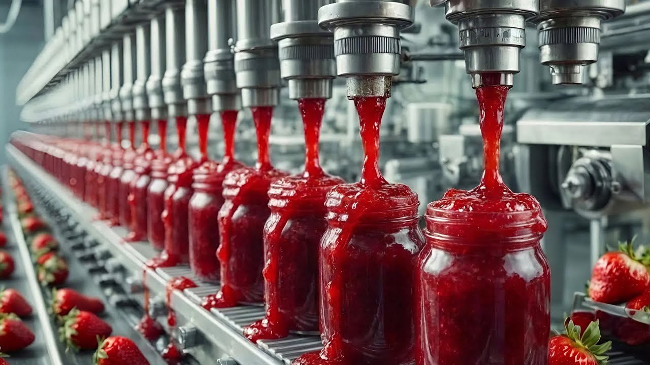Как производится невероятное клубничное варенье: миллионы тонн клубники | Процесс производства кл...