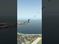 737 hits the deck of a vertically climbing aircraft carrier. Simulated flight image