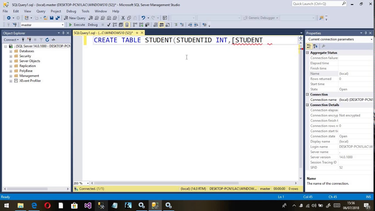 Part 3-HOW TO CREATE TABLE THROUGH IN A QUERY SQL SERVER 2017 MALAYALAM ...
