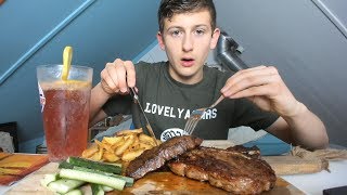 $15 TBONE STEAK MUKBANG!*BEST STEAK MUKBANG WITH POTATO WEDGES!