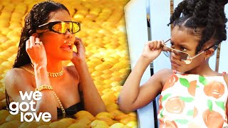 Junie Helps Direct Teyana's Epic Commercial in Orange-Filled Pool | We Got Love Teyana \& Iman | E!
