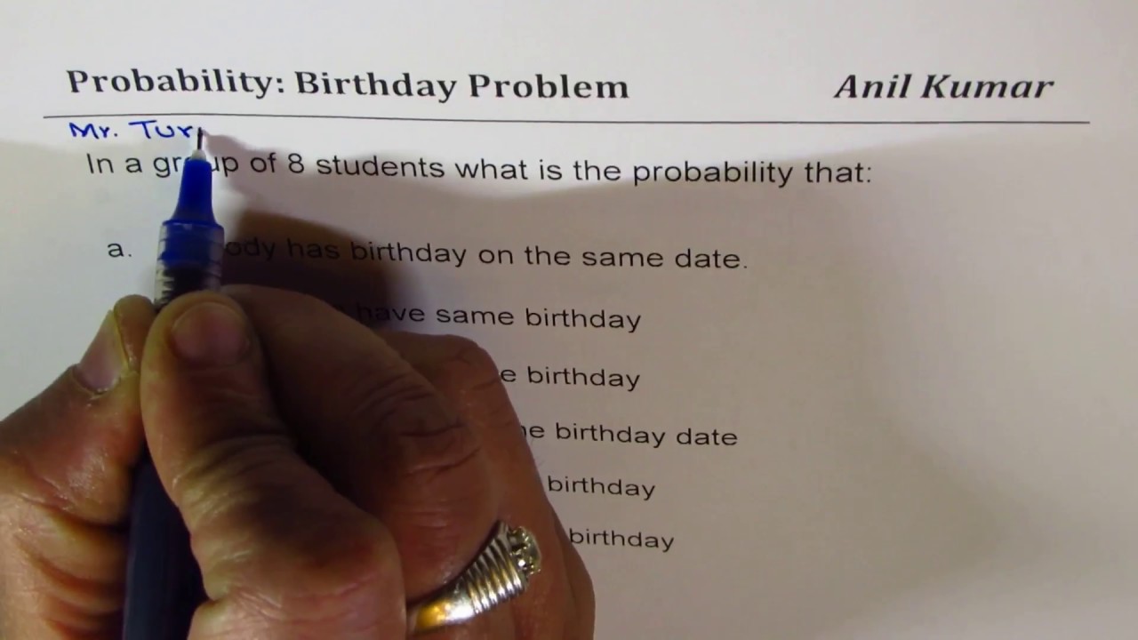 Probability for Exactly 3 Persons Same Birthdays from General Group of N -  YouTube