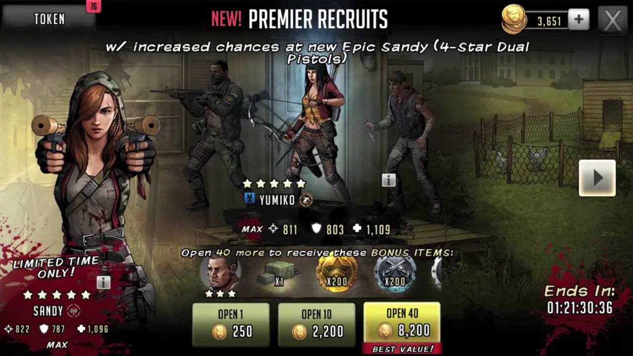 TWD:RTS - New Toon on the Block - Epic Specialist Sandy + Sandy's Aggressive Dual Pistols + OPENING