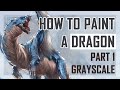 Painting a dragon in Granblue Fantasy style (Part 1: Grisaille) | グラブル塗り