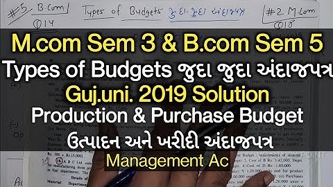 #2 Types of Budget Different Budgets | Production & Purchase Budget | M.com-3& B.com-5 | Mngmt Ac