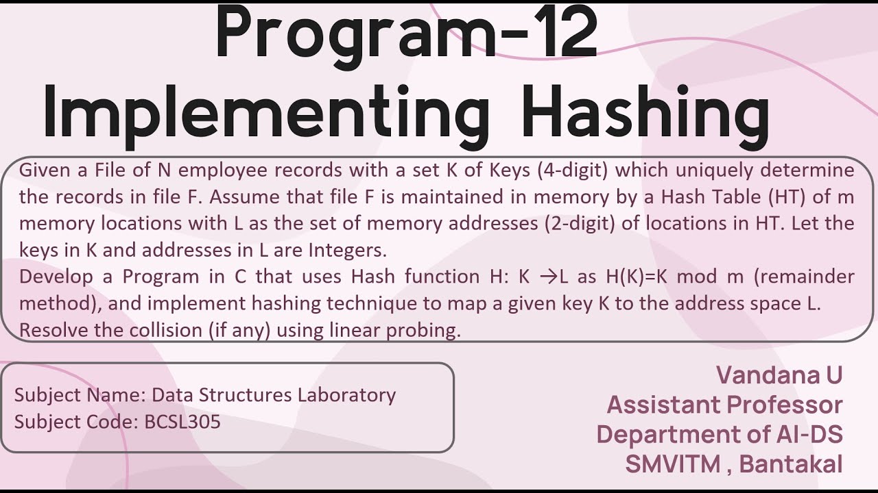 Hashing Lab Program - Data Structures - YouTube