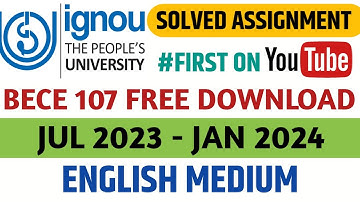BECE 107 solved Assignment 2023-24| BECE 107 Ignou solved  Assignment 2023-24 FREE DOWNLOAD