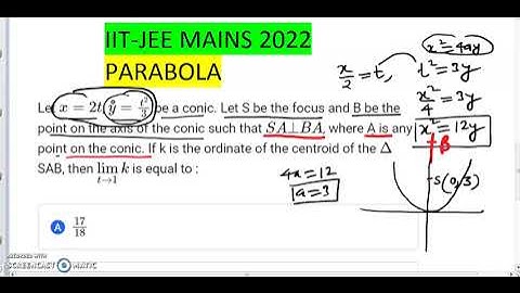 Let x = 2t y = t2/3  be a conic. Let S be the focus and B be the point on the axis of the conic