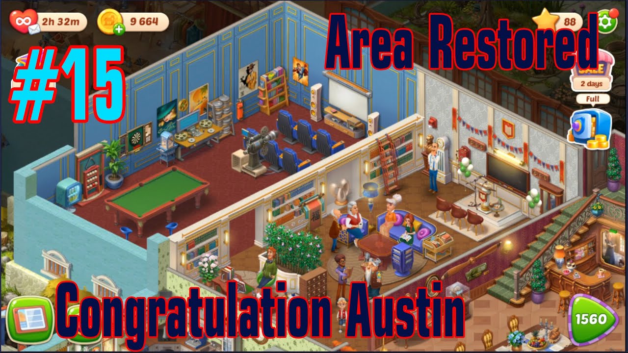 [ Episode 15 ]  Homescapes - Movie Room Finish Restored | Micro Gameplay 