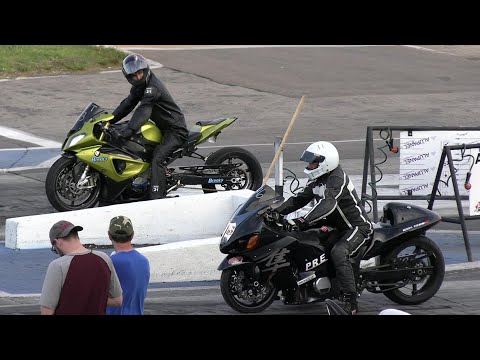 Hayabusa vs BMW 1000RR vs Kawasaki Ninja - motorbikes drag racing