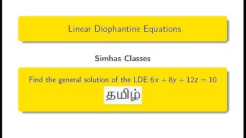 #Linear_Diophantine_ Equation || Find the general solution of the LDE 6x+8y+12z=10