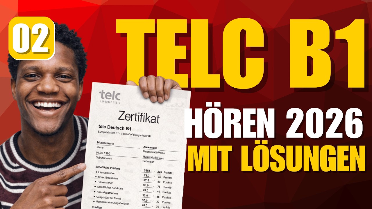 Prüfung Hören |  Telc  B1 2026 | Übung mit Lösungen | Teil 1-3 | #02