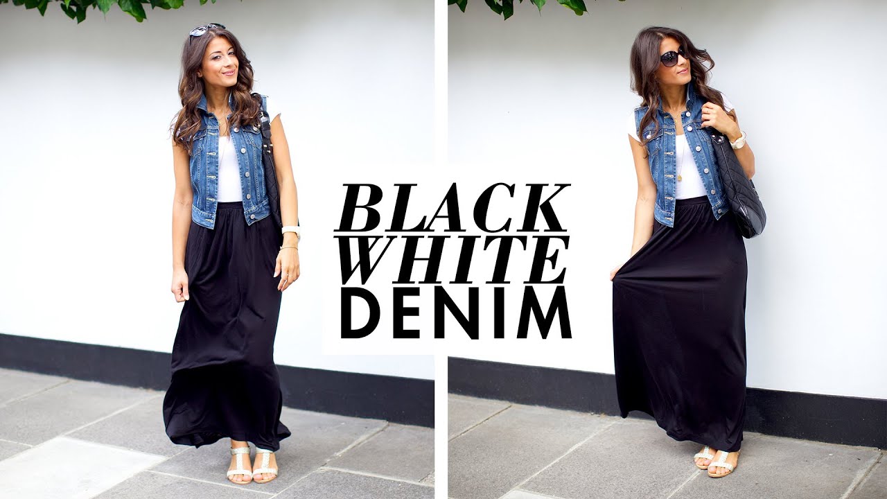 denim black and white outfits