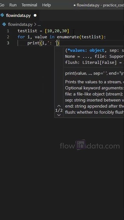 finding the index inside loop using enumerate in python #shorts - YouTube image.