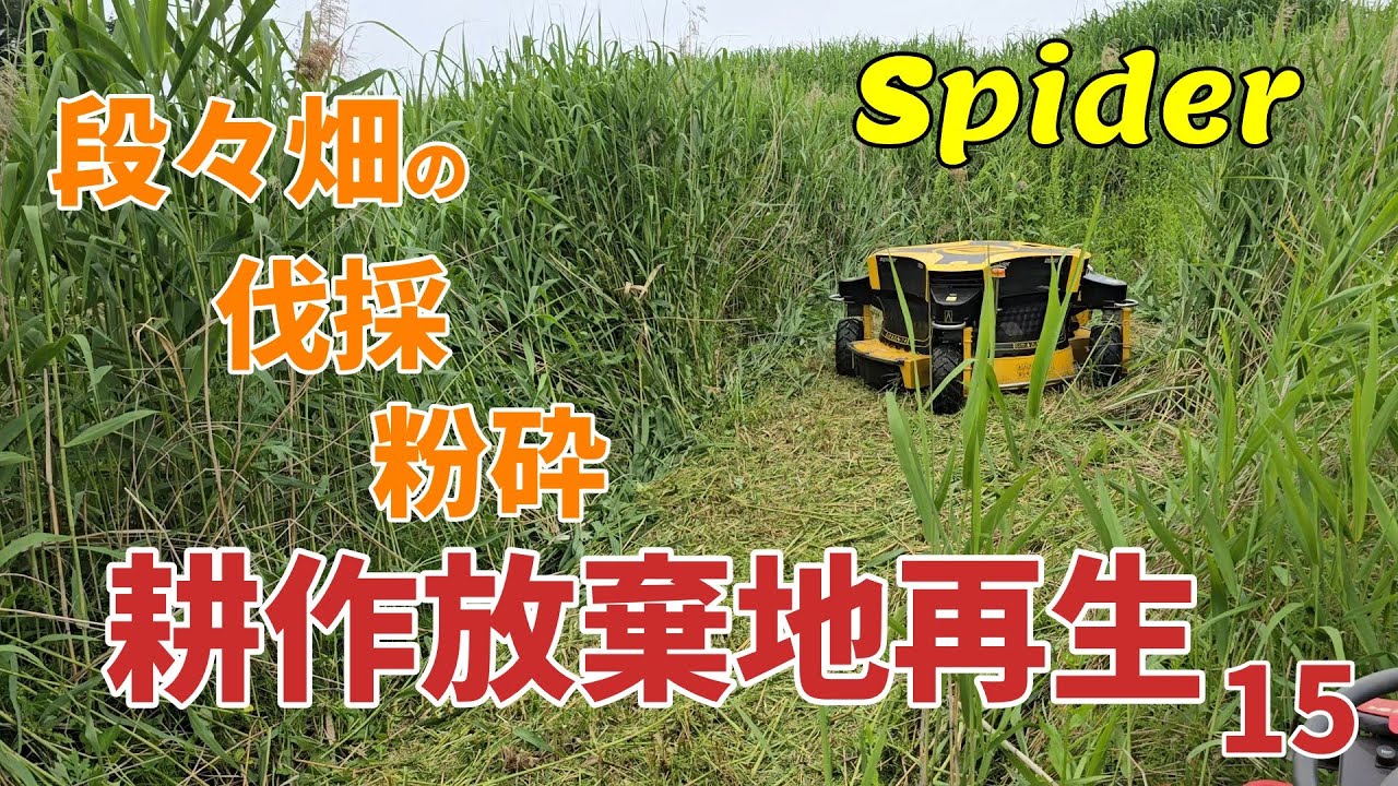 【耕作放棄地再生15】耕作放棄地となっていた段々畑をラジコン草刈り機スパイダーとユンボで再生してきました！