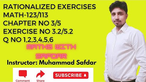 Math-123/113 Exercise No 3.2/5.2 Q No 1 to 6 Applied Mathematics-I Rationalized Exercise 1st Year