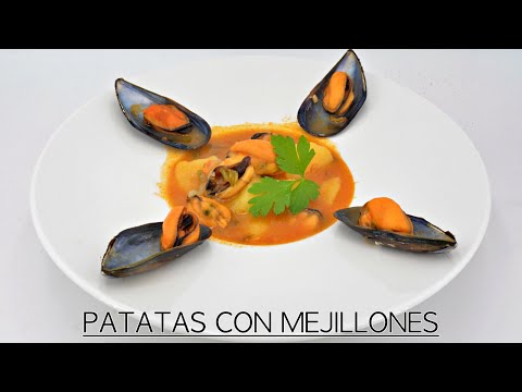 GUISO DE PATATAS CON MEJILLONES - Receta muy económica - como abrir mejillones