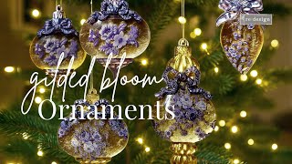 DIY Holiday Ornaments Tutorial-Resin Baubles Using Gold Leaf, H2O Transfers And Paints By Redesign!