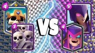 SKELETON KING + SKELETON ARMY Vs WITCH + MOTHER WITCH - Clash Royale Battle #358